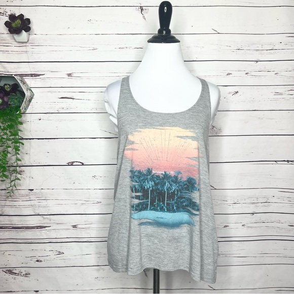 Volcom Stone Gray Sunset Twist Detail Racerback Tank Top Size Small - Picture 6 of 10